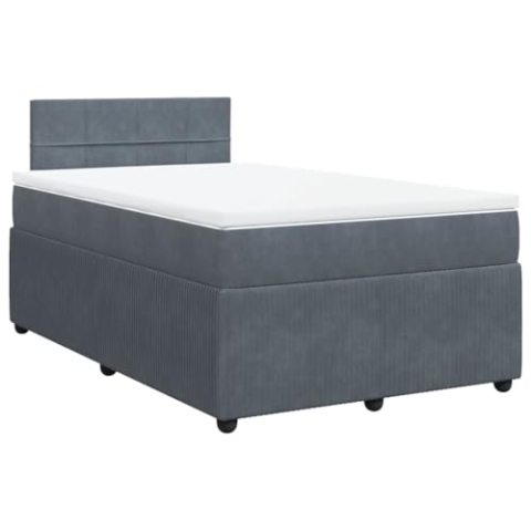 vidaXL Boxspringbett, Doppelbett mit Matratze Matratzenauflage, Bettgestell mit Lattenrost Kopfteil, Polsterbett Bett für Schlafzimmer, Dunkelgrau 120x200cm Samt