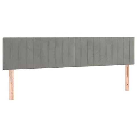 vidaXL Kopfteil 2 STK., Bettkopfteil mit Holzbeinen, Höhenverstellbar Polsterkopfteil für Bett, Betthaupt Bettzubehör Schlafzimmer, Hellgrau 90x5x78/88cm Samt