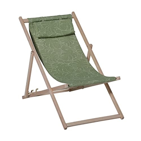 Madison Strandstuhl 'Outdoor Palm Green', grün, Buchenholz, 123 x 55 cm