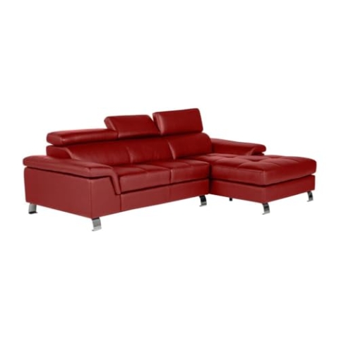 Vente-unique-Ecksofa Leder - Ecke Rechts - Rot - Mishima