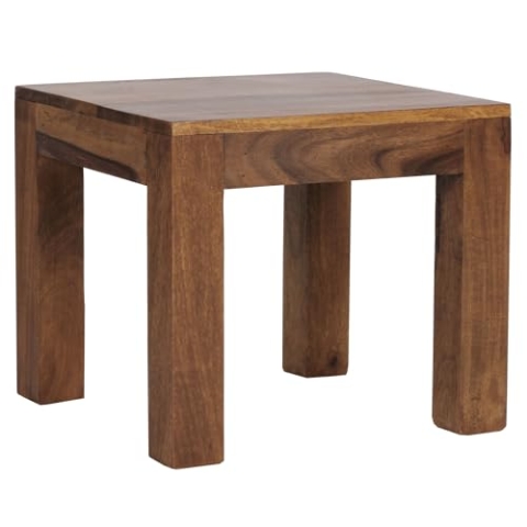 Wohnling Couchtisch Massivholz Sheesham 45x40x45 cm Wohnzimmertisch braun Beistelltisch Naturorodukt Wohnzimmermöbel Unikat modern Massivholzmöbel Echtholz