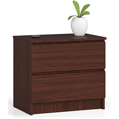 AKORD Kommode K60 mit 2 Schubladen | für das Wohnzimmer Schlafzimmer Schrank Büro Arbeitszimmer | Modernes Funktionales Design | B60 x H55 x T40 cm, Gewicht 20kg | Wenge