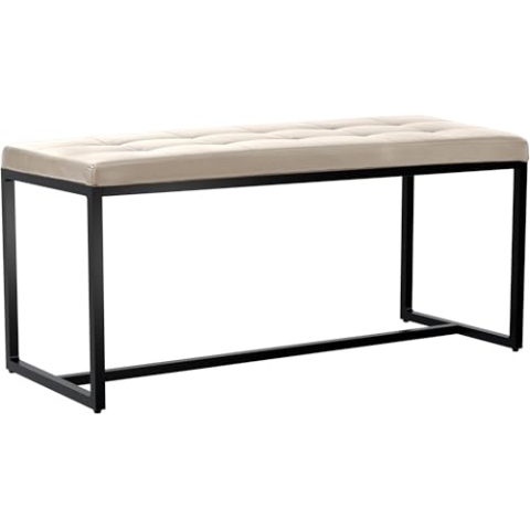 CLP Sitzbank Barci I Moderne Bank | Hochwertige Polsterbank mit schwarz pulverbeschichteten Eisengestell, Farbe:Creme, Material:Kunstleder