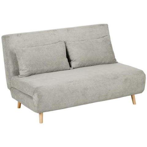 HOMCOM Schlafsofa, Klappbett mit Bettfunktion, Rückenkissen, Polstersofa mit Verstellbarer Rückenlehne, Samtoptik, 141 x 90 x 81 cm, Grau