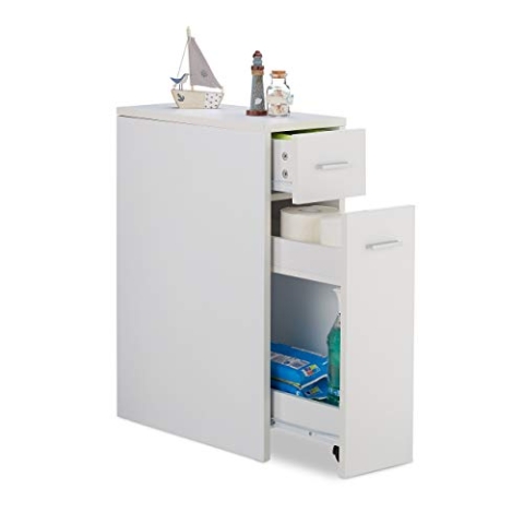 Relaxdays, weiß Nischenschrank, 2 Schubladen, für Bad, Küche, Wohnzimmer, platzsparendes Nischenregal, HBT 61,5x20x45 cm, 80% Faserplatte, 1 Stück