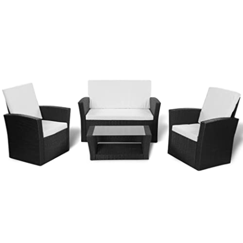 vidaXL Gartensofa 10-TLG. Poly Rattan Gartengarnitur Sitzgruppe Gartenmöbel