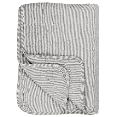 IB Laursen - Quilt, Decke, Kuscheldecke, Tagesdecke - Farbe: Weiß-Grau gestreift - 180 x 130 cm - 100% Baumwolle