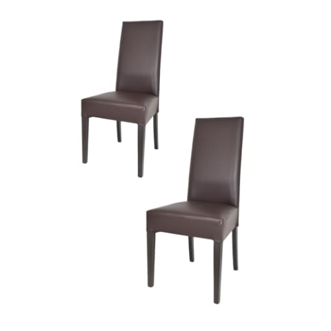 t m c s Tommychairs - 2er Set Moderne Stühle Luisa für Küche und Esszimmer, robuste Struktur aus lackiertem Buchenholz Farbe Wengeholz, Gepolstert und mit Kunstleder in der Farbe Mokka bezogen