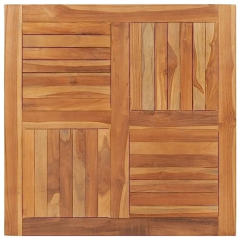 vidaXL Teak Massiv Tischplatte Massivholzplatte Holzplatte Ersatztischplatte Holz Platte für Esstisch Esszimmertisch Quadratisch 90x90x2,5cm