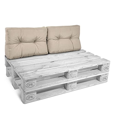 Beautissu 2X Rückenkissen Palettenkissen Outdoor 60x40 cm – Gepolsterte Auflagen für Paletten Europaletten Palettensofa Lounge Kissen Outdoor Palettenmöbel Palettenpolster Beige – Style