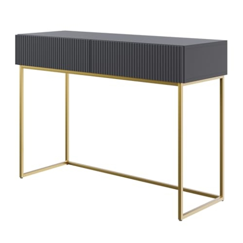 Selsey Schminktisch Makeup Tisch Frisiertisch Kosmetiktisch 110 cm Mit 2 Schubladen Veldio Schwarz Goldene Beine