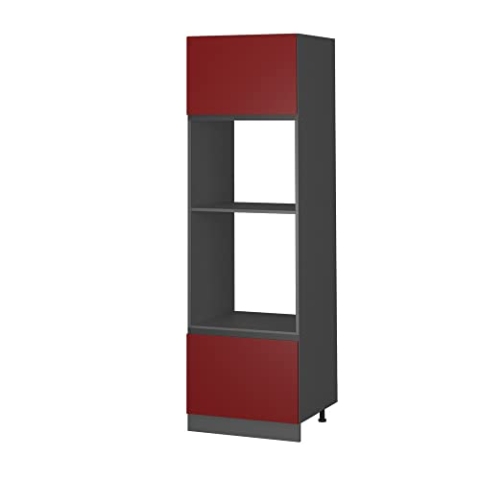 Vicco Mikrowellenschrank R-Line, Küchenregal für die Mikrowelle, Rot/Anthrazit, 60 cm J-Shape