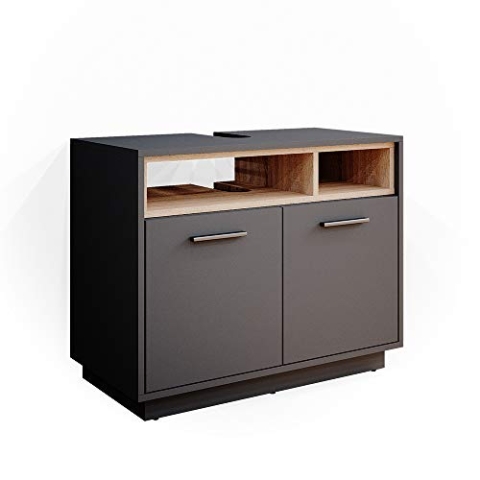 Vicco Waschbeckenunterschrank Beatrice, Waschtischunterschrank, Anthrazit/Sonoma, 80 x 64 cm