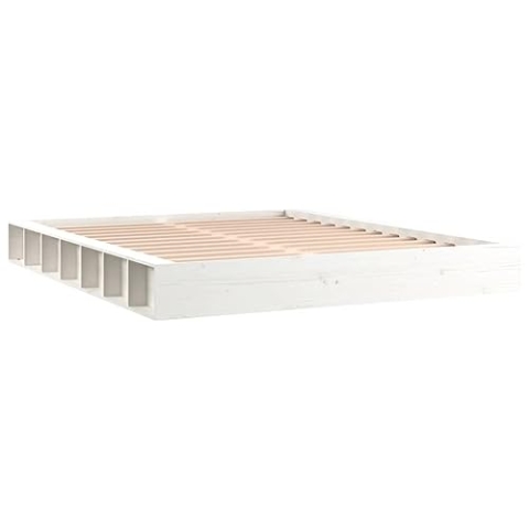 vidaXL Massivholzbett Bett Doppelbett Bettgestell Lattenrost Bettrahmen Schlafzimmerbett Holzbett Schlafzimmermöbel Weiß 120x200cm