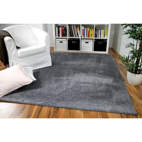 Snapstyle Hochflor Velours Teppich Mona Grau in 24 Größen