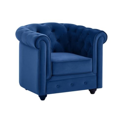 Vente-unique - Chesterfield-Sessel, Velours, K√∂nigsblau