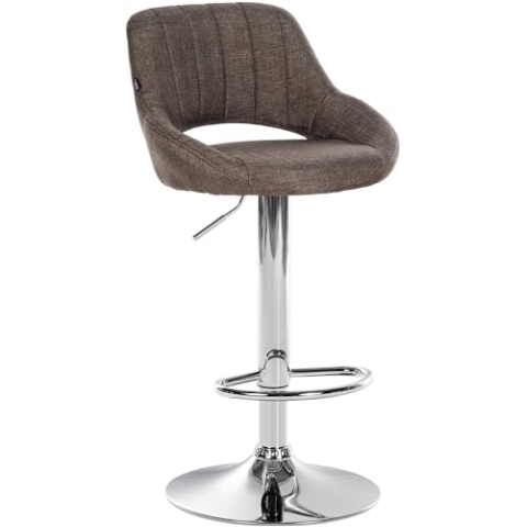 CLP Barhocker Milet I Stoff-Bezug I Drehbarer Barstuhl, Farbe:braun, Gestell Farbe:Chrom