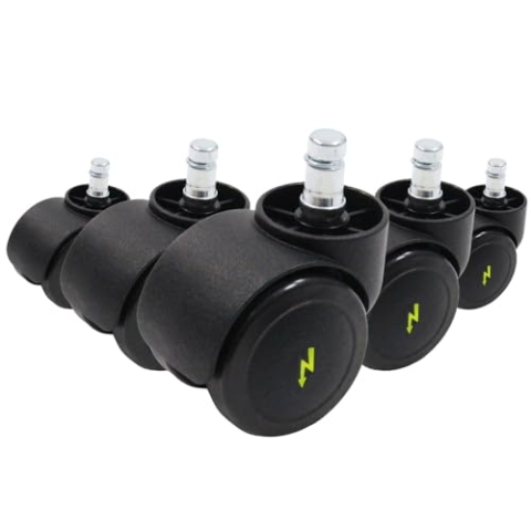hjh OFFICE 619044 5x Elektrisch leitfähige Rollen 10x50 mm Bürostuhl Rollen für harte Böden | Ableitung von statischer Aufladung