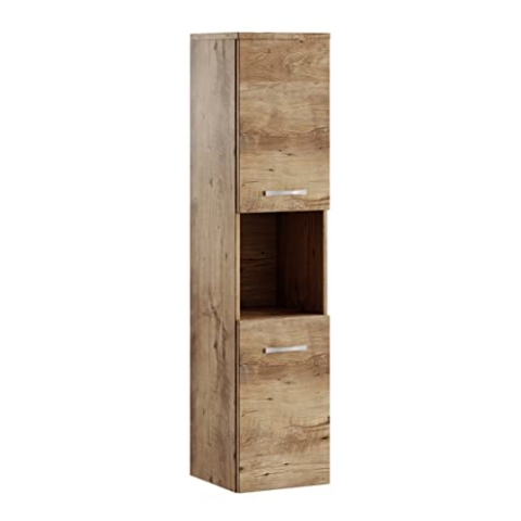 Badezimmer Schrank Montreal 131 cm Eiche Kastanie – Regel Schrank Hochschrank Schrank Möbel Badschrank