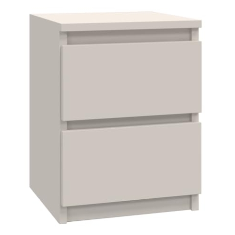 CDF Nachttisch M2 Malwa, Nachtschrank | Farbe: Kaschmir (beige) | Ideal für Schlafzimmer, Kinderzimmer, Teenager | Einfache Montage | Zwei geräumige Schubladen | Grifflose Schubladen