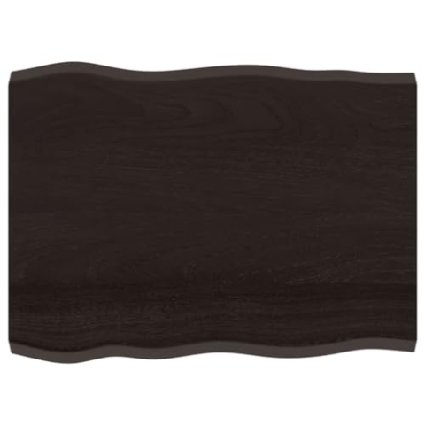 vidaXL Tischplatte, Holzplatte für Tisch Esstisch Couchtisch, Massivholzplatte Handgefertigt mit Baumkante, Ersatztischplatte, Dunkelbraun 80x60x(2-4) cm Massivholz Behandelt