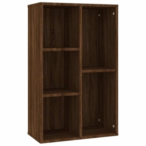vidaXL Sideboard Bücherregal, Bücherschrank mit 5 Fächern, Wandregal Standregal für Wohnzimmer, Regal Büroregal Aktenregal, Braun Eiche Holzwerkstoff