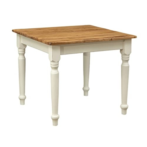 Evergreen-House Biscottini - Quadratischer Tisch aus massivem Lindenholz im Landhausstil, 90 x 90 x 78 cm