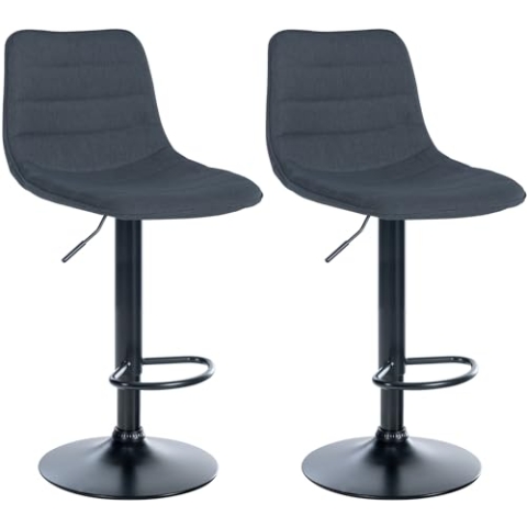 CLP 2er Set Barhocker Lex Stoff I Höhenverstellbare Thekenhocker Mit Stoffbezug I Drehbare Tresenstühle Mit Metallgestell, Farbe:dunkelgrau, Material Gestell:Metall matt schwarz