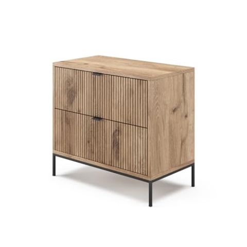 Vicco Nachttisch Eliza, Nachtkommode, Viking Oak, 66 x 60 cm mit 2 Schubladen