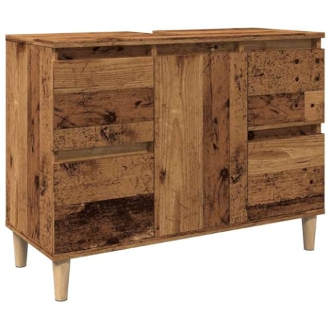 vidaXL Waschbeckenunterschrank Altholz-Optik 80x33x60 cm Holzwerkstoff, Waschtisch, Waschbeckenunterschrank, Waschtisch Unterschrank