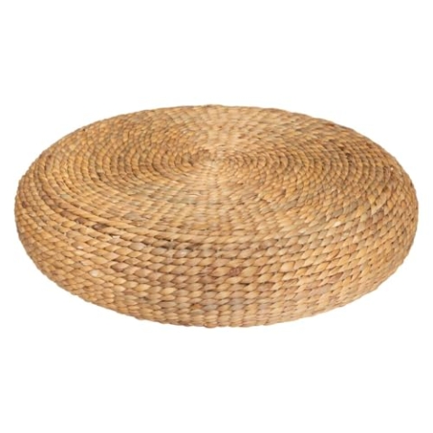 Atmosphera - Sitzhocker Wond - geflochtene Wasserhyazinthe D. 55 cm - Leinen weiß