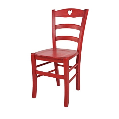 t m c s Tommychairs - Stuhl Cuore für Küche und Esszimmer, Robuste Struktur aus Buchenholz, in Anilinfarbe Rot lackiert und Sitzfläche aus Holz