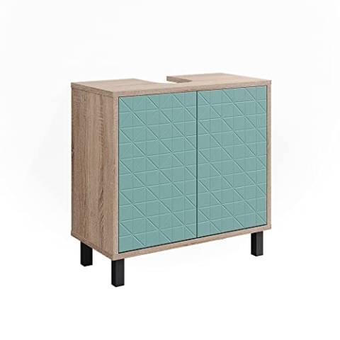 Vicco Waschbeckenunterschrank Agasta, Waschtischunterschrank, Mintgrün/Sonoma, 56.2 x 57.1 cm