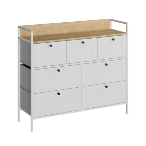 Vicco Kommode Belaro, Kommodenschrank, Weiß, 98 x 85 cm mit 7 Schubladen