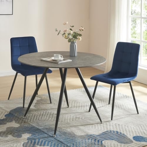 [en.casa] Esstisch Fitjar für 4 Personen Ø100 cm Esszimmertisch runde Tischplatte Küchentisch Stahlbeine Beton-Optik