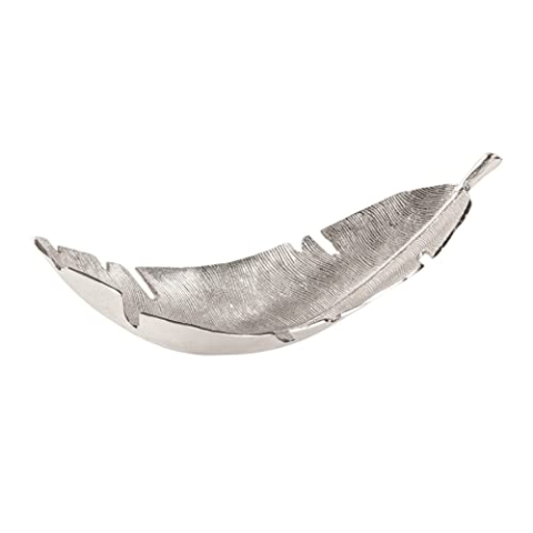 Riess Ambiente Design Deko Schale Silver Leaf 62cm Silber im Blatt Design Dekoschale Obstschale Wohnaccessoire