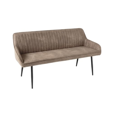 Riess Ambiente Design Sitzbank Turin 160cm Taupe schwarz Metallbeine mit Armlehne Polsterbank mit Samtbezug, Esszimmermöbel, Flurmöbel