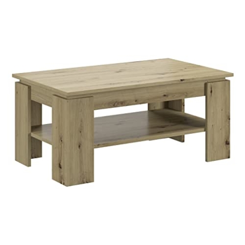 xonox.home Tisch Titan Couchtisch Wohnzimmertisch Tisch Wohnzimmer Sofatisch Beistelltisch in Artisan Eiche rustikal Nb.ca.100x45x60 cm mit Ablageboden