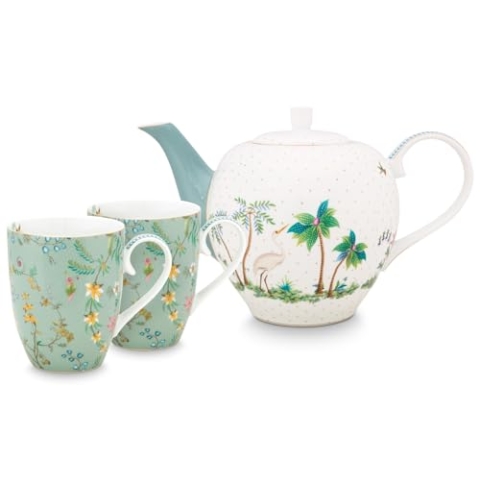 PIP STUDIO 51020115 Jolie Flowers Blue Tee Set gross 3tlg.