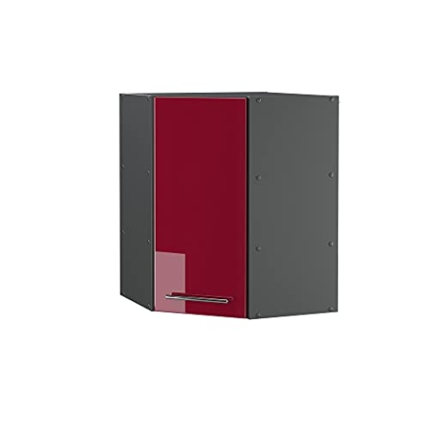 Vicco Eckhängeschrank Fame-Line, Küchen-Eckschrank, Bordeaux Hochglanz/Anthrazit, 57 cm