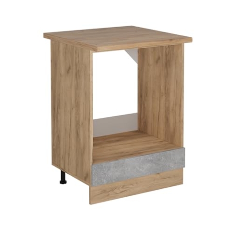 Vicco Herdumbauschrank R-Line, Herdschrank, Beton, 60 cm, AP Eiche