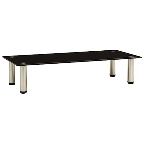 vidaXL TV Tisch Schrank Monitor Glasaufsatz Aufsatz Monitorerhöhung Fernseh Podest Monitoraufsatz Erhöhung Schwarz 80x35x17cm Hartglas