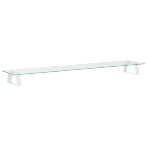 vidaXL Monitorständer, Monitorerhöhung mit Stauraum, Ständer Halterung für Monitor Laptop Drucker, Schreibtischaufsatz Bildschirmerhöhung, Weiß 100x20x8cm Hartglas Metall