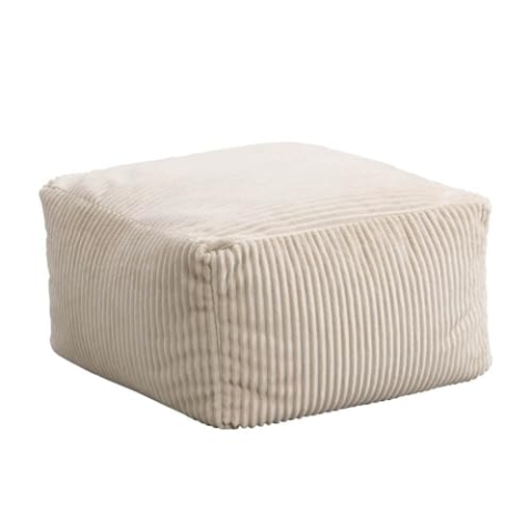Home Deluxe - Sitzsack Hocker Cozy - Stoff: Samt Cord, Farbe: Beige - Maße: 44 x 44 x 25 cm, inkl. Füllung I Sitzmöbel Bean Bag Sitzsäcke