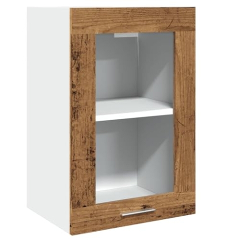 vidaXL Hängeschrank Lyon Glas Altholz-Optik 40x31x60 cm Holzwerkstoff