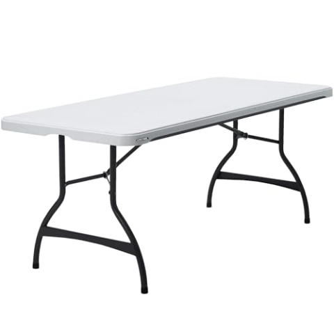 Lifetime 92118 – Granitweißer, extrem langlebiger, rechteckiger Klapptisch | Outdoor- und Indoor-Tisch für Garten, Terrasse, Events und Gastronomie | Maße 182x76cm, Höhe 74cm | Große Klapptische
