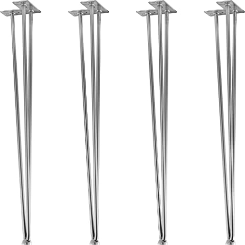 STILISTA® 4er Set Hairpin Legs Möbelfüße mit DREI Stangen 30 bis 70 cm, schwarz oder Silber