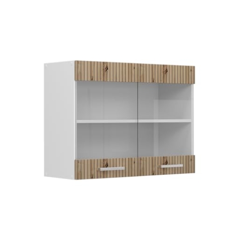 Vicco Küchenglasschrank R-Line, Glashängeschrank, Artisan-Eiche/Weiß, 80 cm