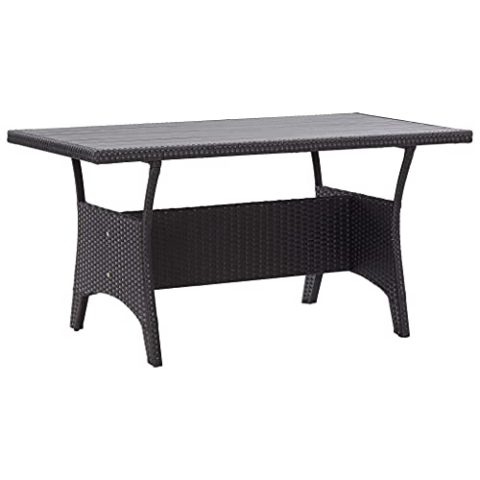 vidaXL Gartentisch Garten Esstisch Terrassentisch Tisch Balkontisch Gartenmöbel Outdoor Terrasse Schwarz 120x70x66cm Poly Rattan Stahlgestell