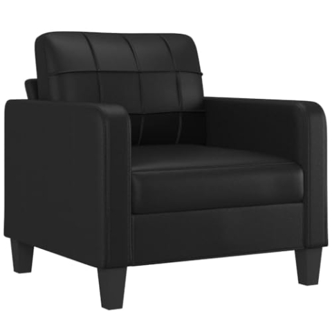 vidaXL Sessel, Fernsehsessel mit Metallgestell, Relaxsessel für Wohnzimmer, Sofa Polstersessel Relaxstuhl Kunstledersessel, Schwarz Kunstleder